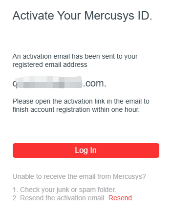Web screen with Mercusys ID activation instructions during the signup process.