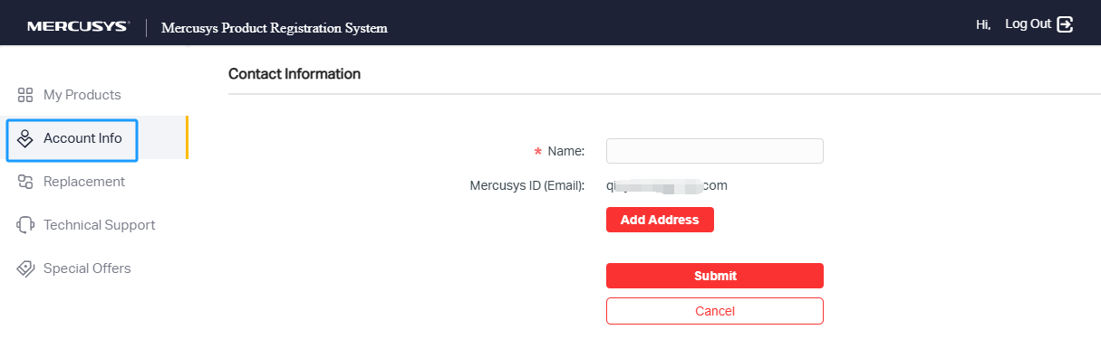 The web screen displays the account info on the left sidebar.