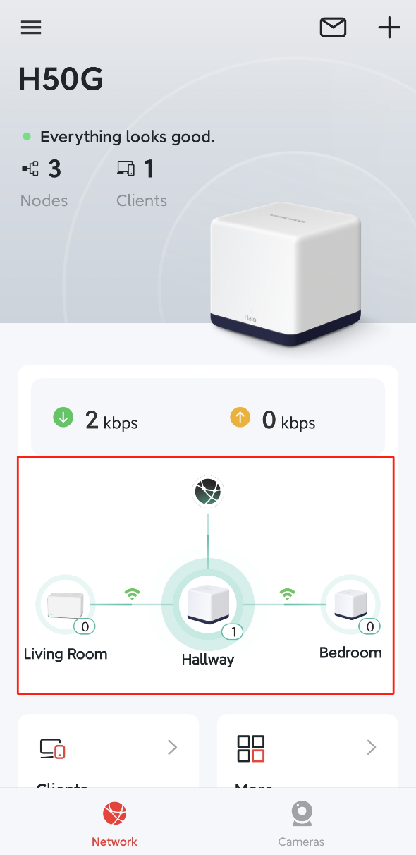 Display the network topology position in the App.