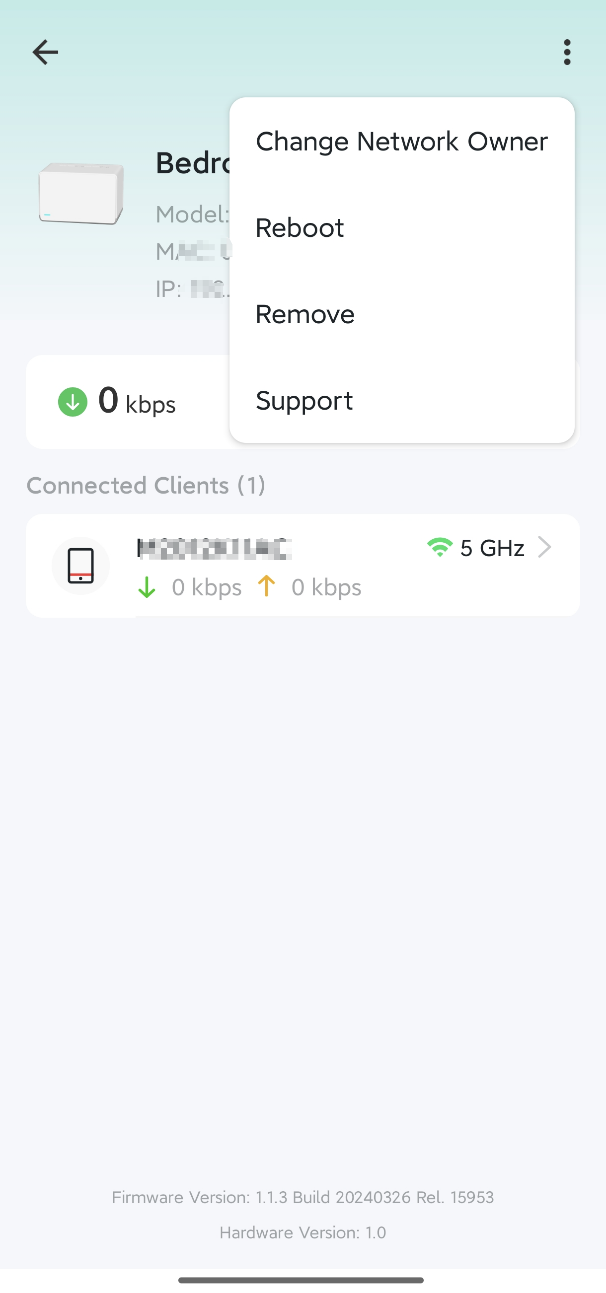 Display the MERCUSYS device page in the App.