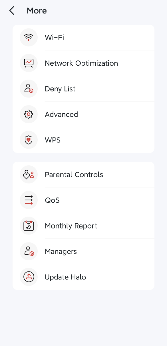 The Options in More page.