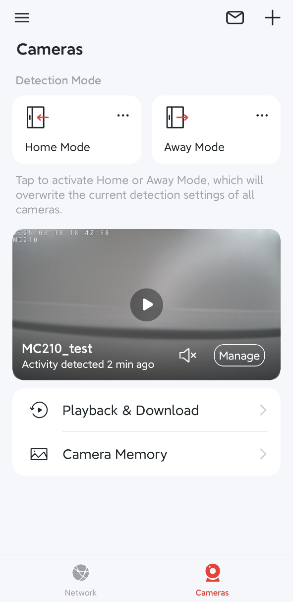 The home page of camera.