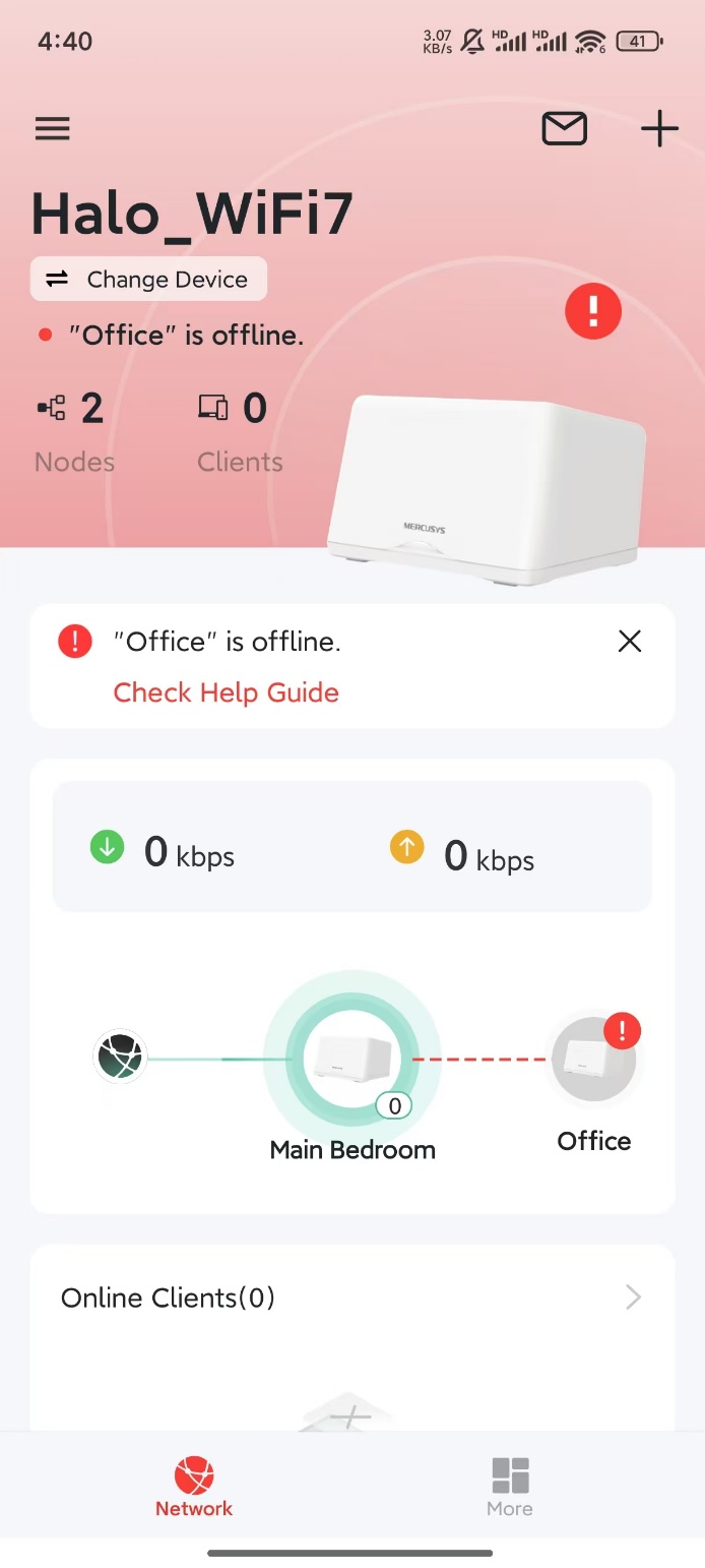 Display the Halo offline message on MERCUSYS App.