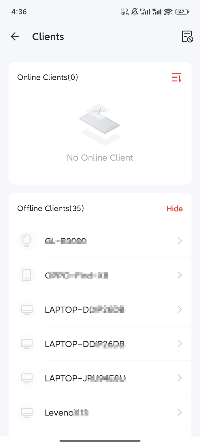 Display the offline Clients on MERCUSYS App.