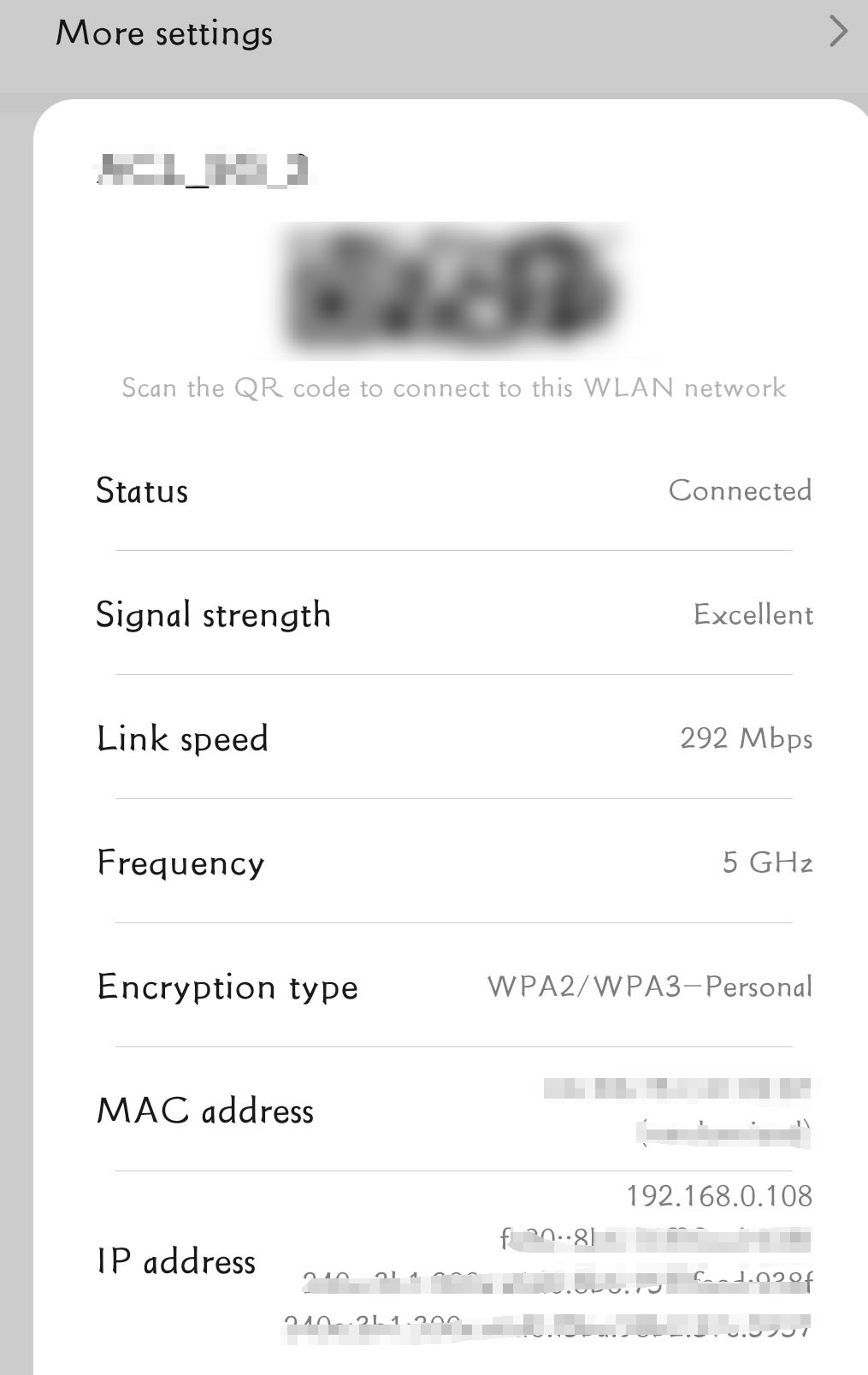 Display the IP information of Android phone.