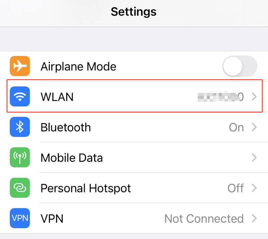 Locate the WLAN setting.