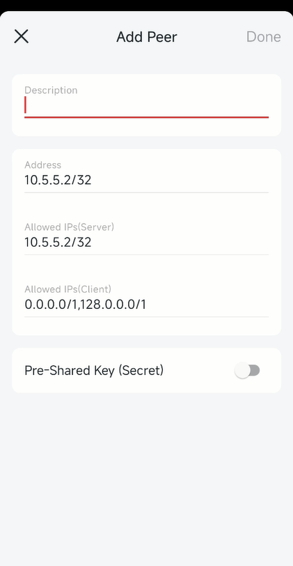 Add an account to access the WireGuard server.