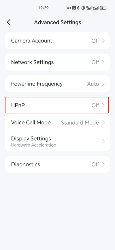 Locate the UPnP Settings.