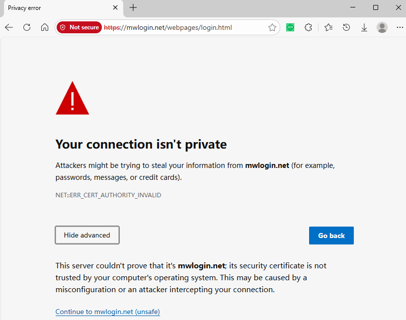 The screenshot after clicking “Advanced”.