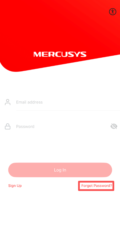 The Forgot Password option on the bottom right corner.
