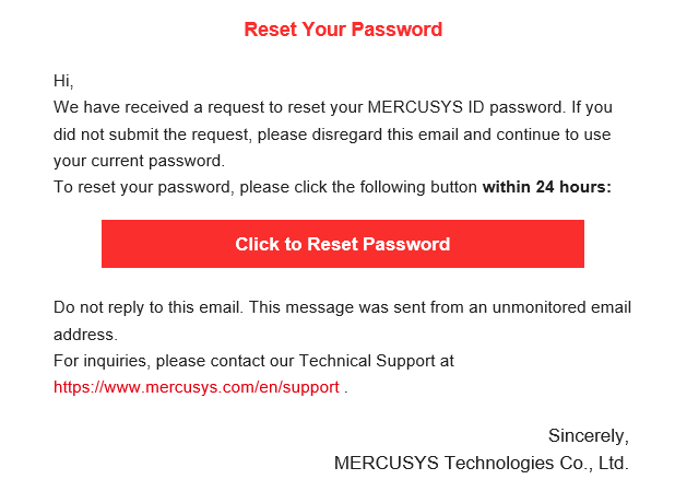 The click to reset password option in the middle.