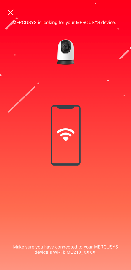 The phone is searching for the camera on the app.