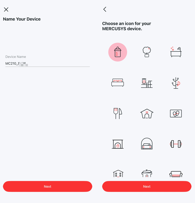 The device name box and the icon list.