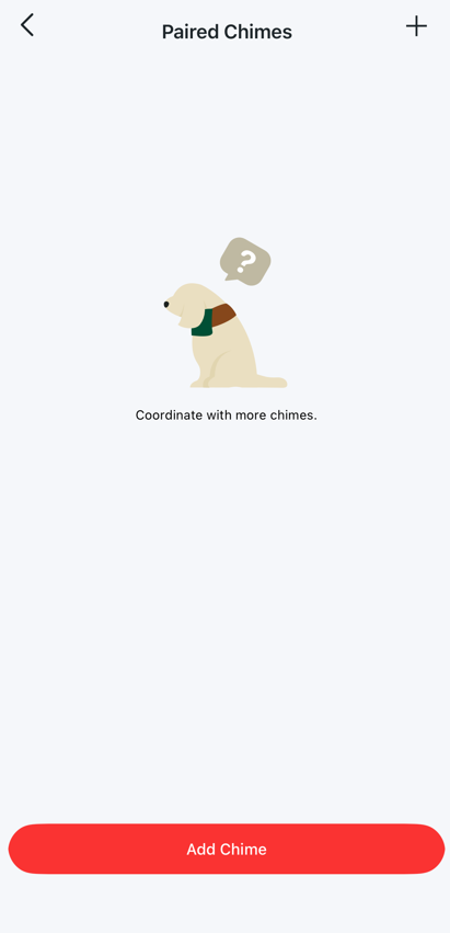 Paired chimes settings and the add chime button.