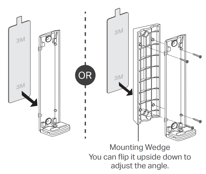 The installation of the adhesive to the bracket or wedge.