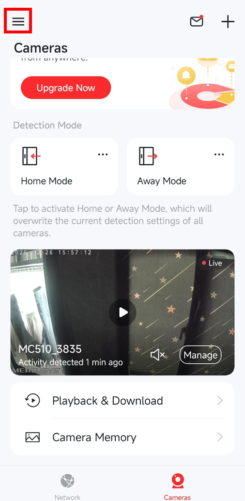 Click the icon in the top left corner to enter the Me page