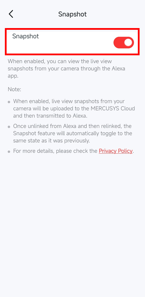 Enable Snapshot function
