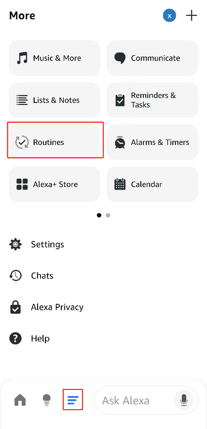 Amazon app “Menu” page.