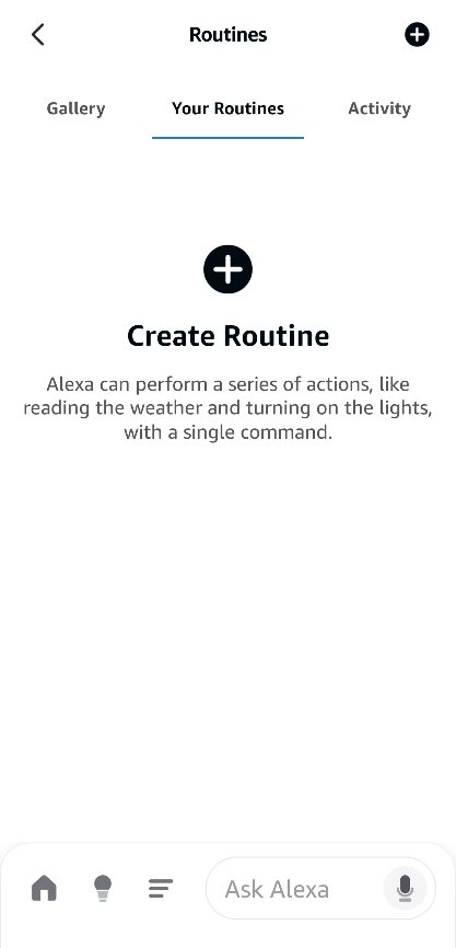 Amazon app Routines setting page.