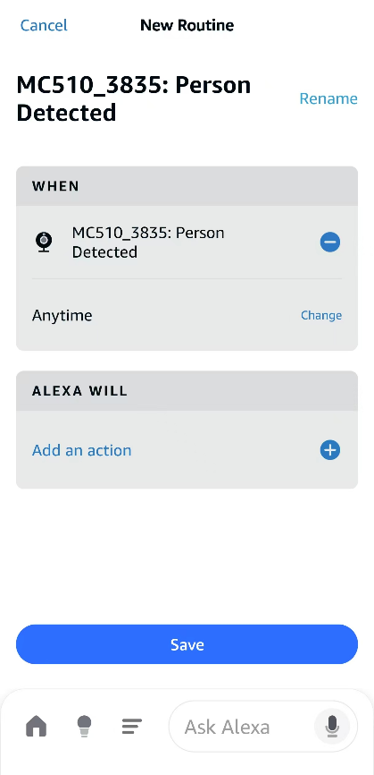 Create a routine that announces the presence of people when a person is detected.