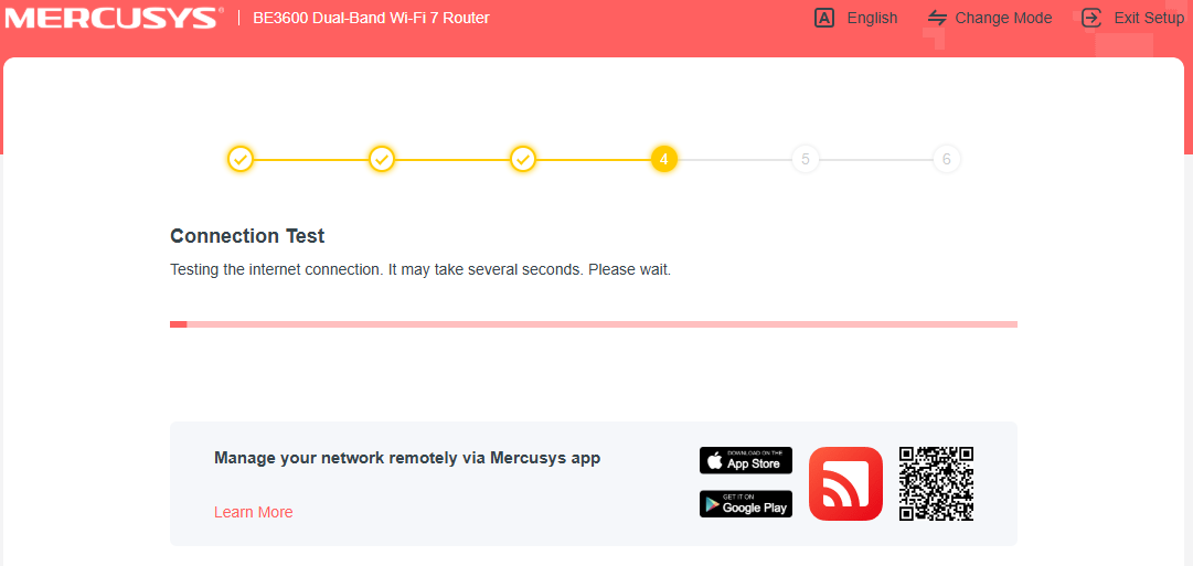 Screenshot of “Connection Test” screen.