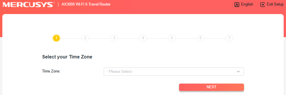 Select your Time Zone interface.