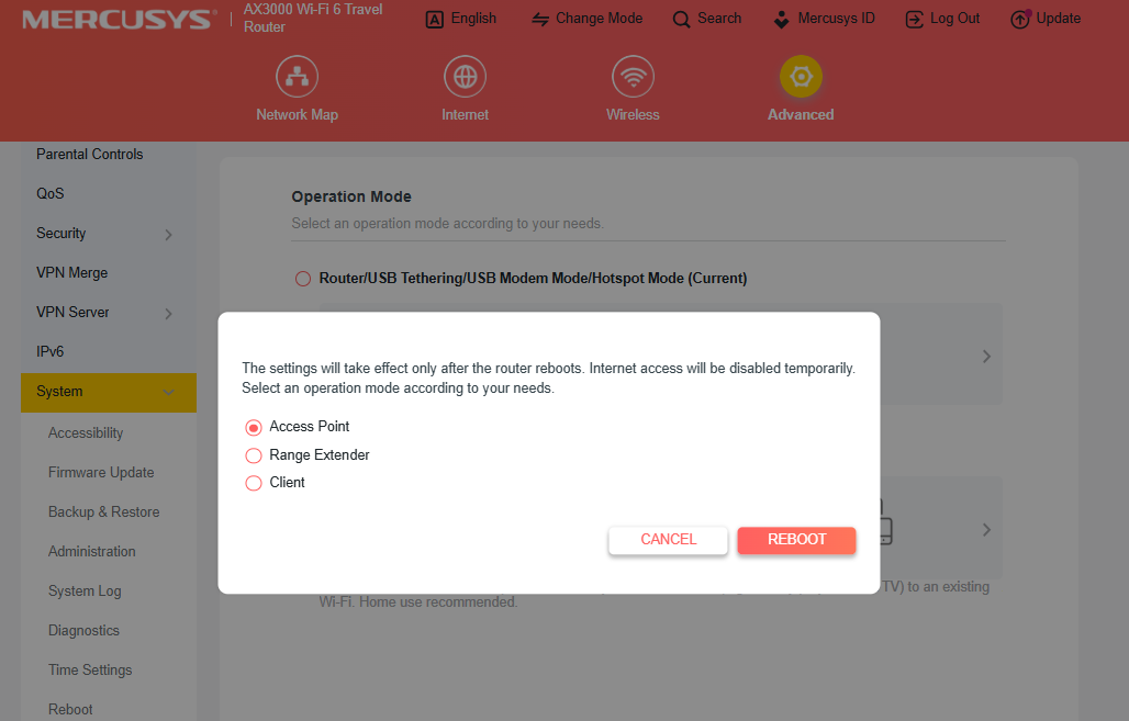 The confirmation window of the reboot reminder.