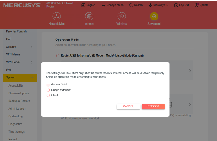 The confirmation window of the reboot reminder.
