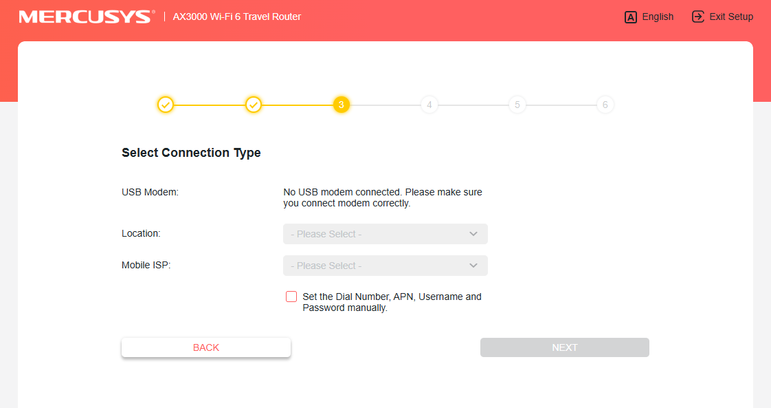 Select the Location and Mobile ISP from the drop-down list.