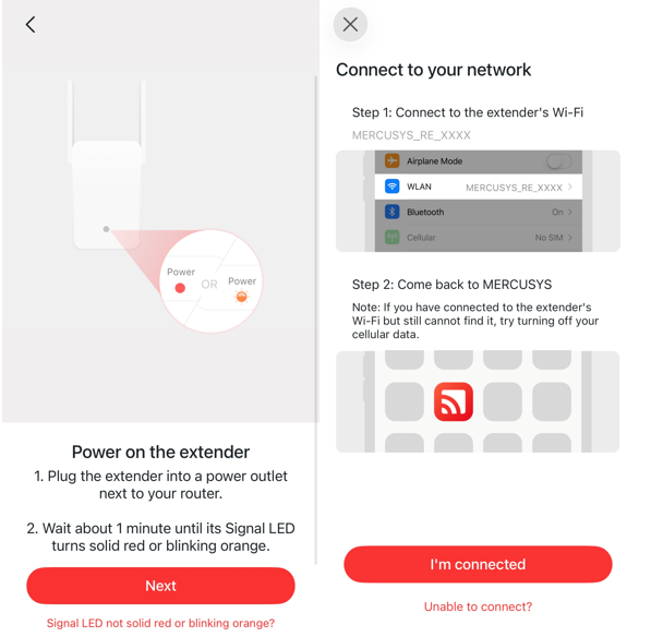 Connecting to the MERCUSYS_RE_XXXX Wi-Fi network.