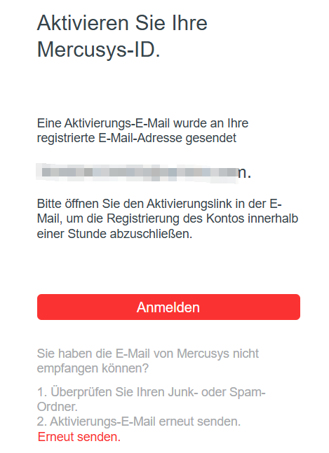 Web-Bildschirm mit Anweisungen zur Aktivierung der Mercusys ID während des Registrierungsprozesses.