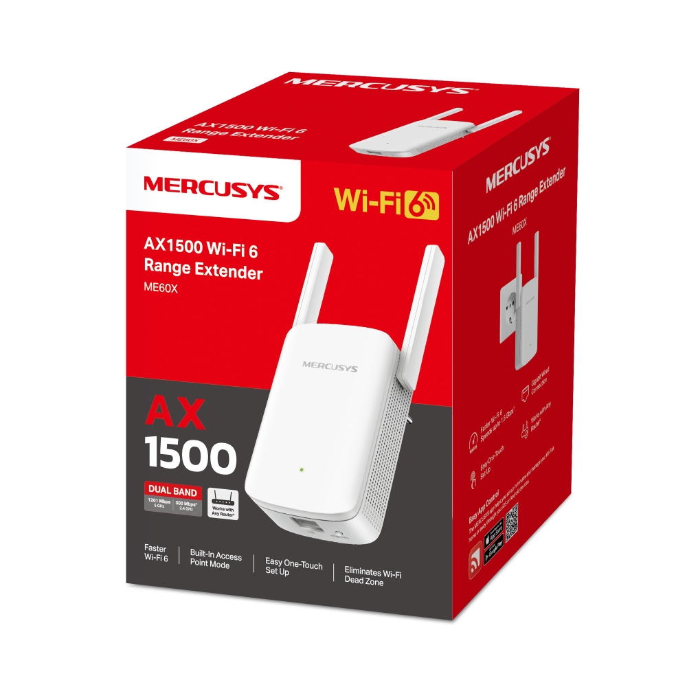 Répéteur WiFi 6 AX1500 - Double Bande 5GHz/2.4GHz - Port Ethernet - Compatible Toutes Box - Couvre 3600 Pi²