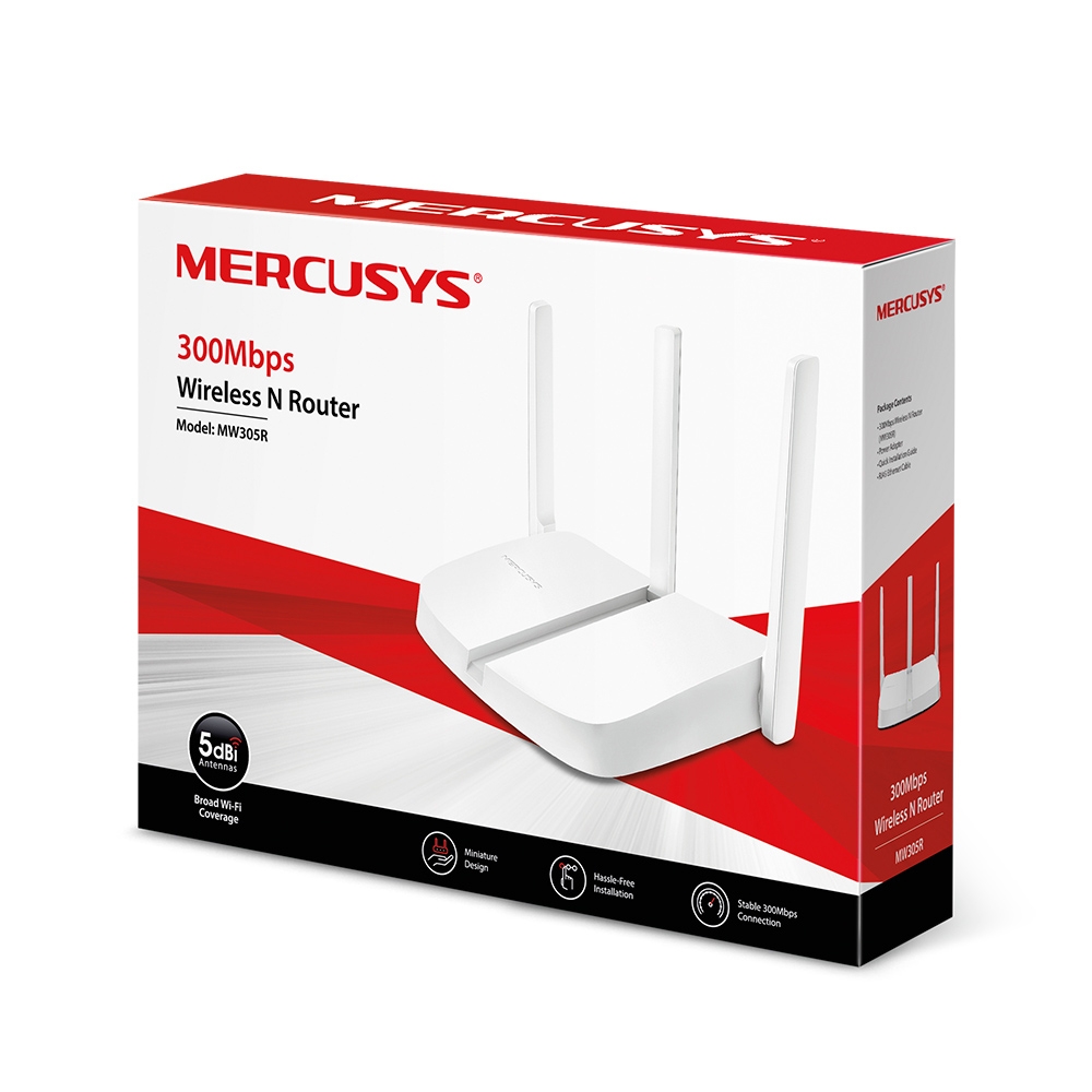 Mercusys mw305r embalaža in izdelek